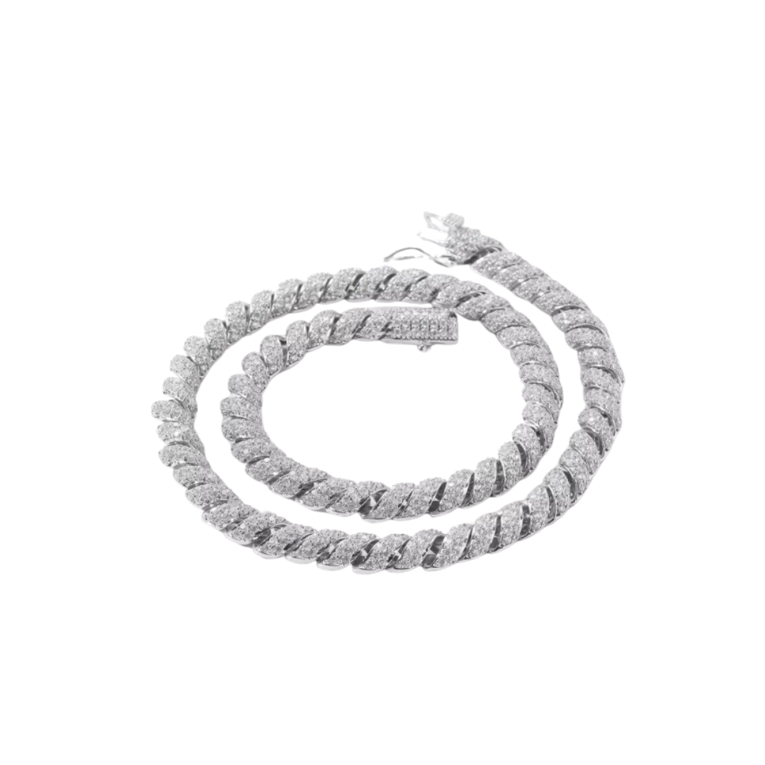 Zirconia Cuban Twist link Chain Necklace
