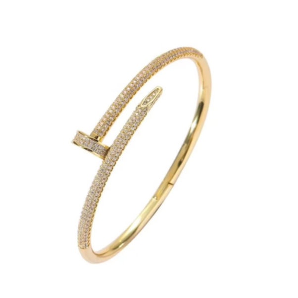 Natural Diamond ICEE'D Nail it Bracelet 18k Gold Plated