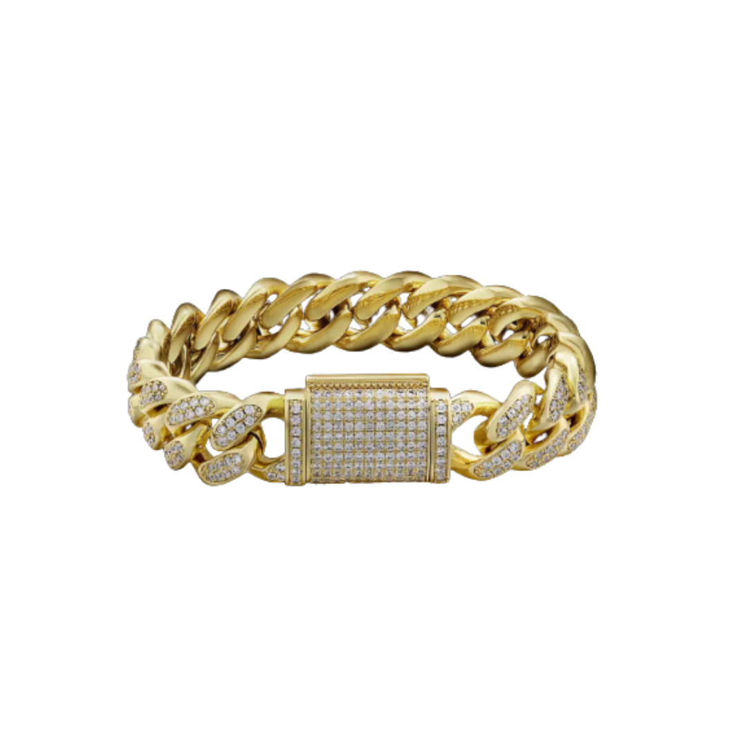 Bracelet 18K Gold Zircon Cuban Link Chain