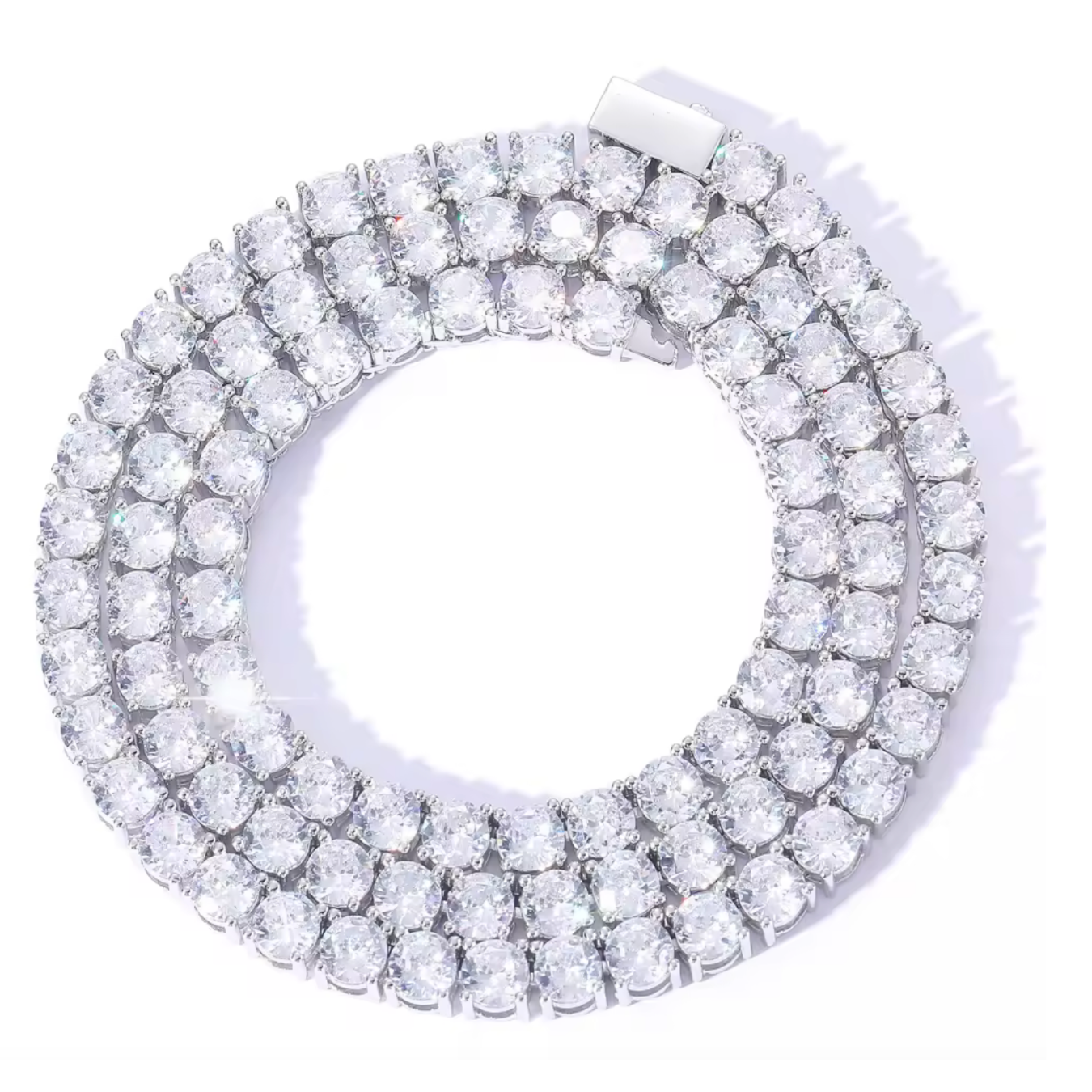 Necklace 18K Gold Plated Ice out 5mm Moissanite Clasp Tennis Chain