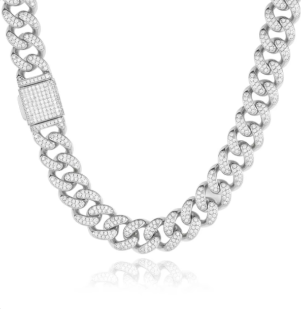 Moissanite Cuban Chain Necklace 925 Silver